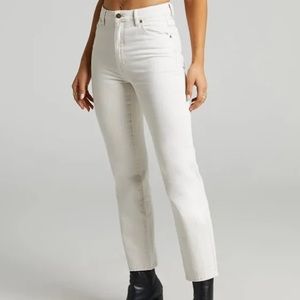 Rolla’s original high-rise straight jean in bone